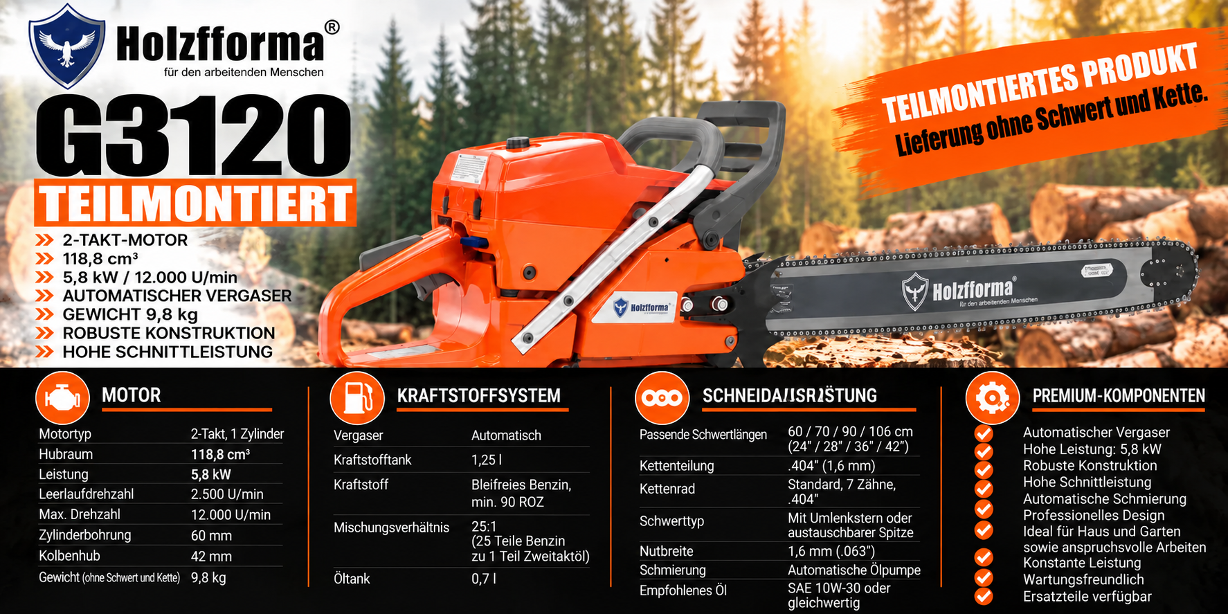 Holzfforma G3120 specificatii tehnice